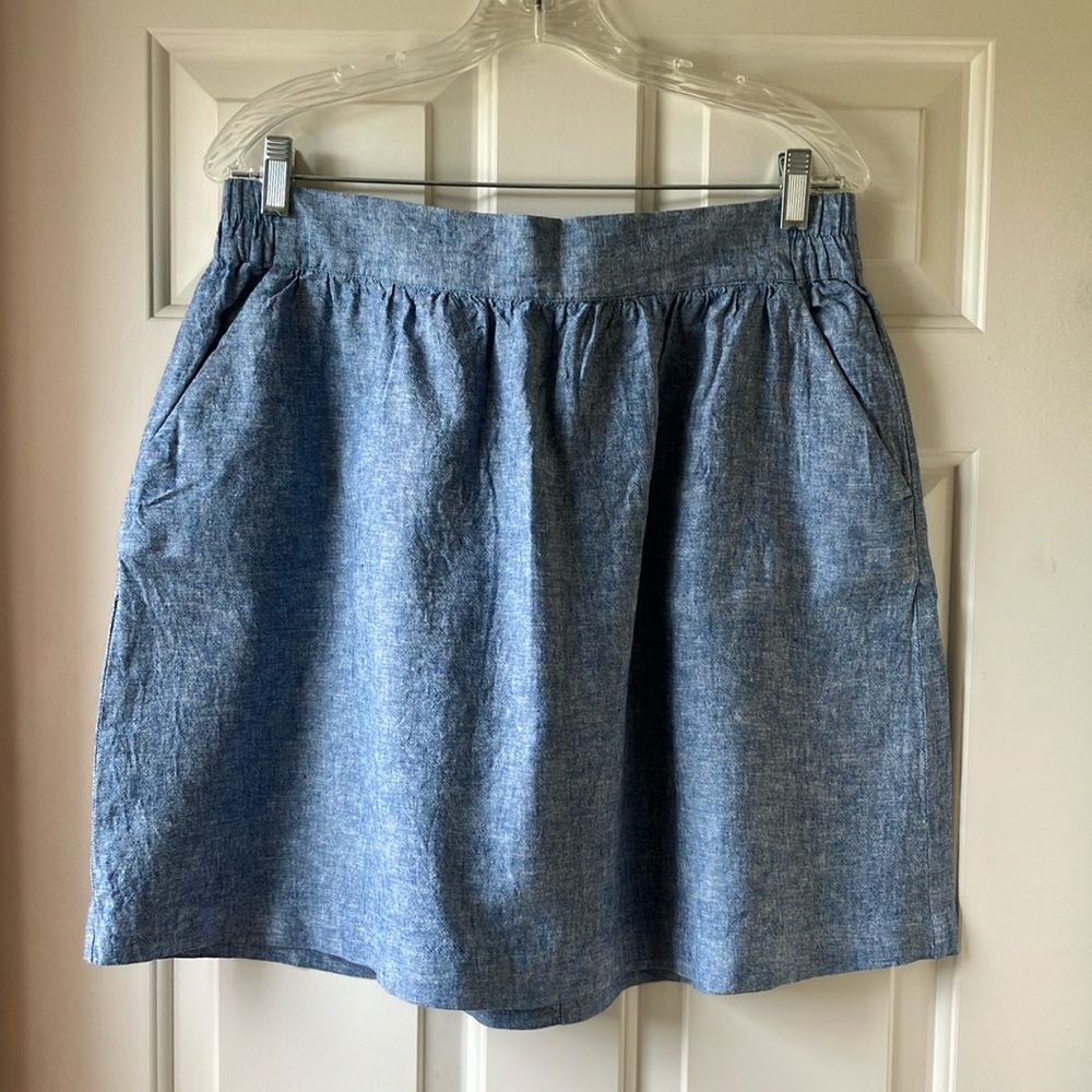 LOFT Linen/Cotton Blend Skirt Pockets Blue Size L